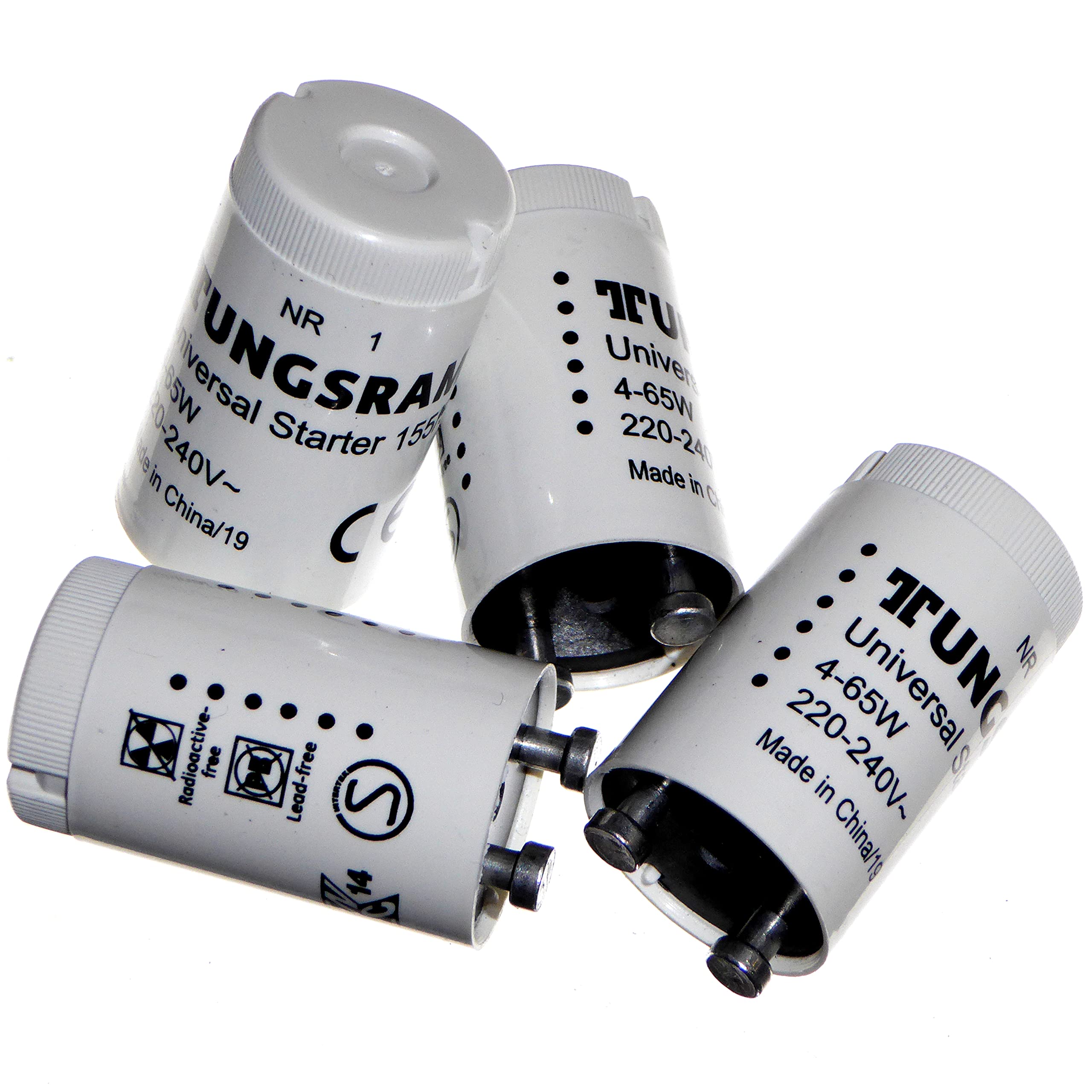 4 Pack GE Tungsram 155/500 Starters for 4 to 65 Watt Fluorescent